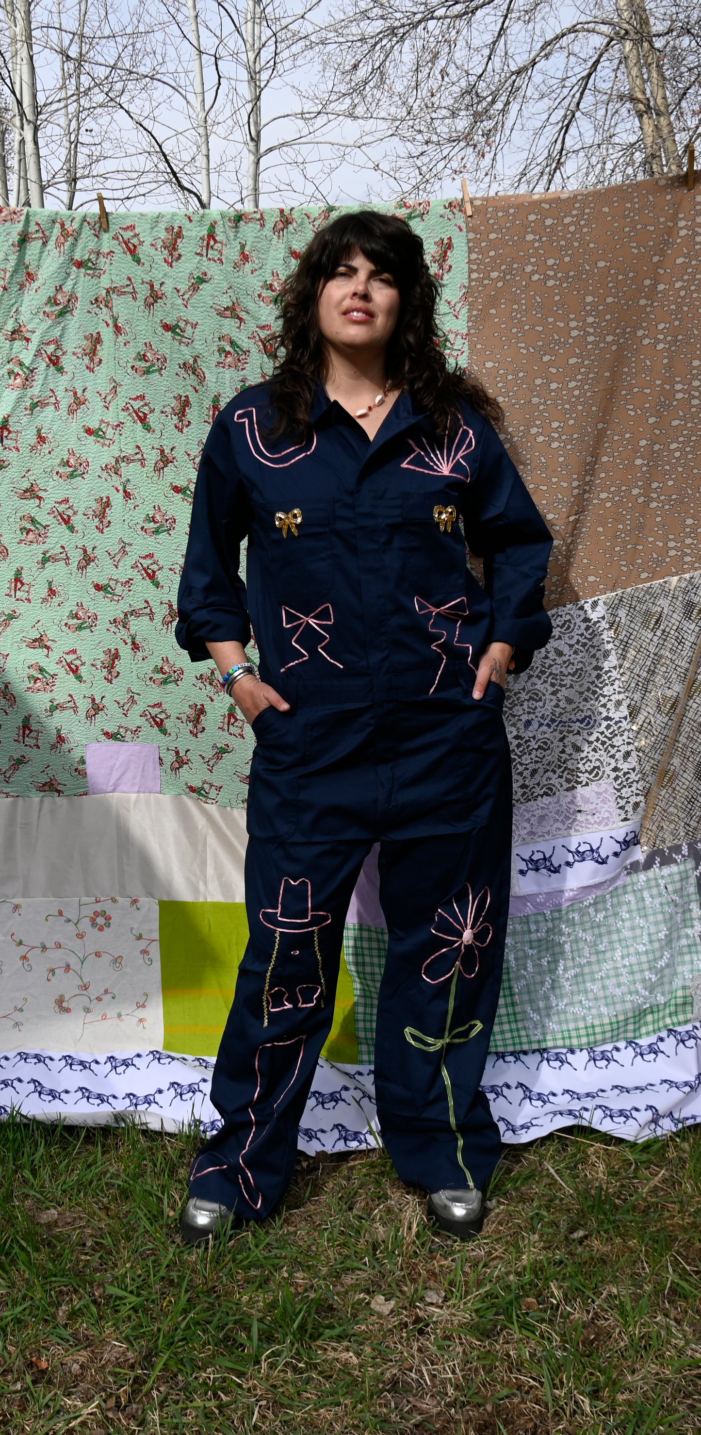 Bow Navy Jumpsuit