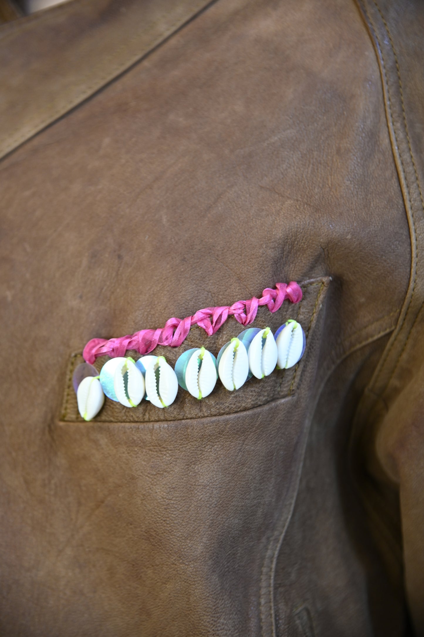 Seashell Leather Moto Jacket