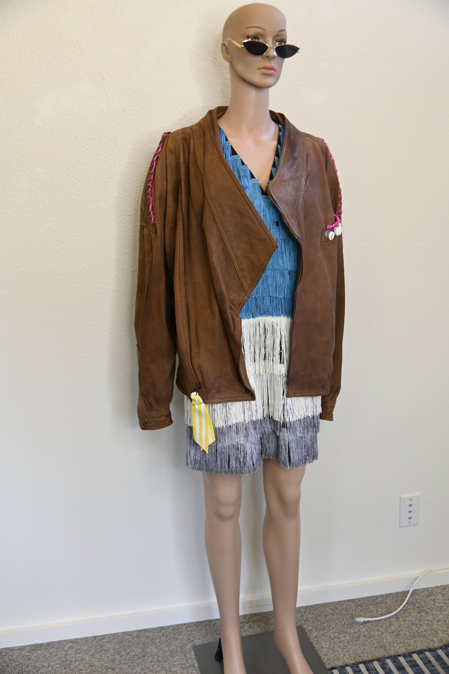 Seashell Leather Moto Jacket