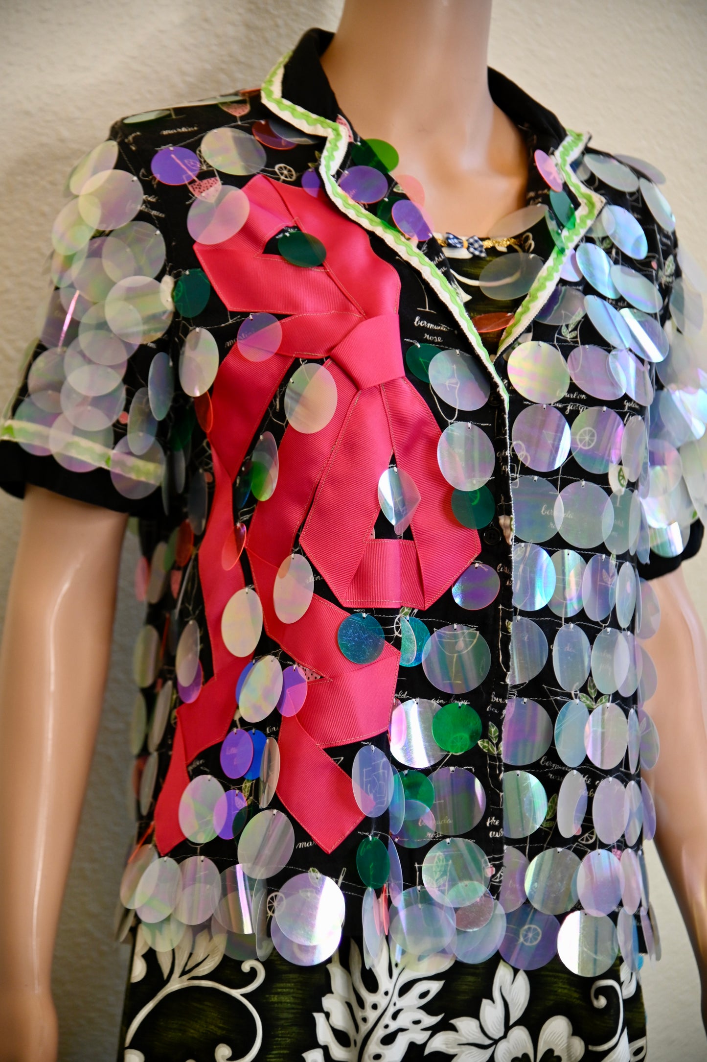 Sequin Bow Button Up