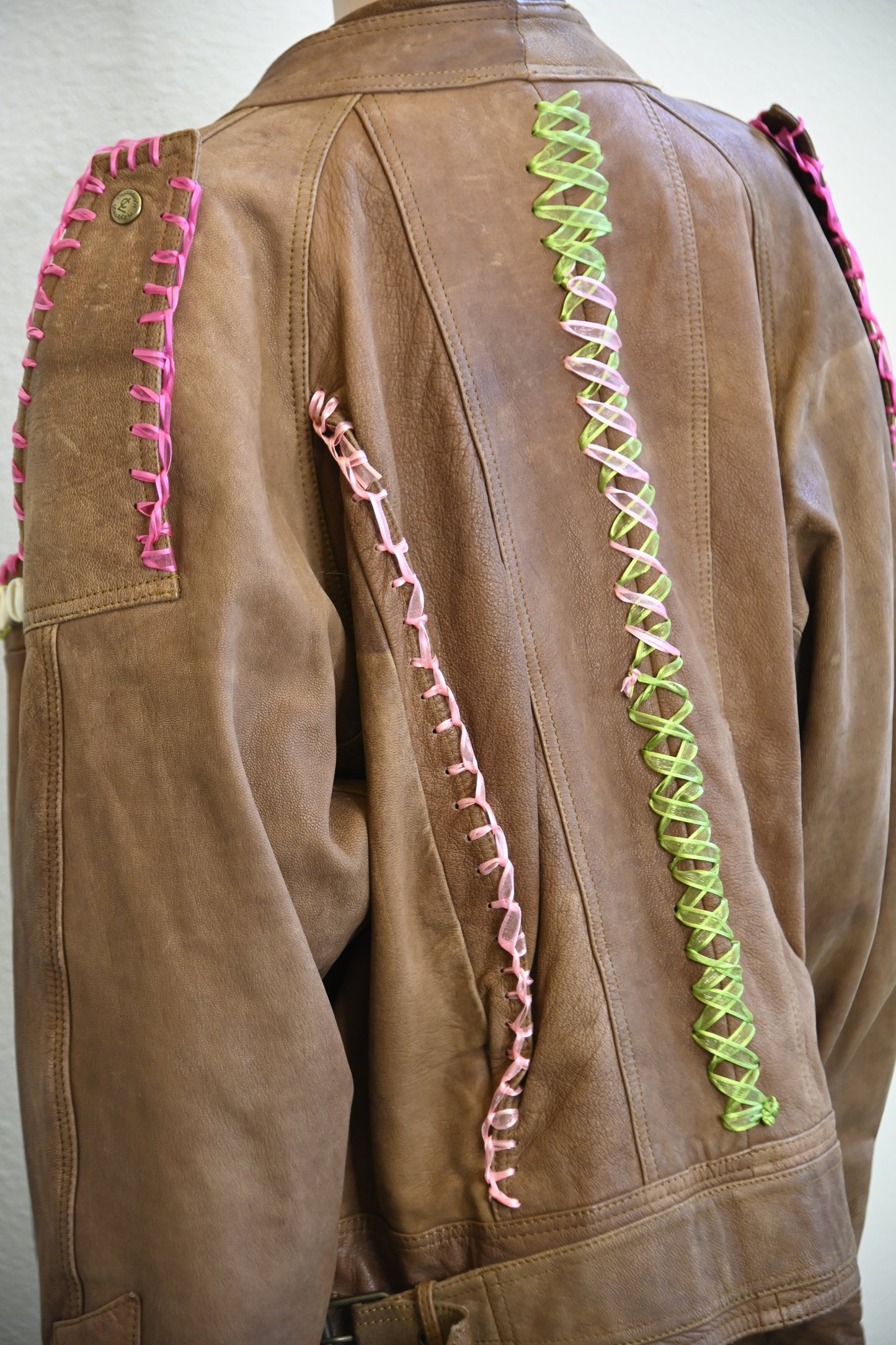 Seashell Leather Moto Jacket