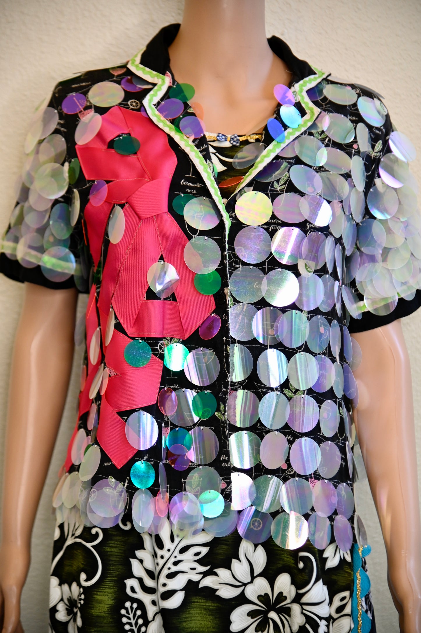 Sequin Bow Button Up