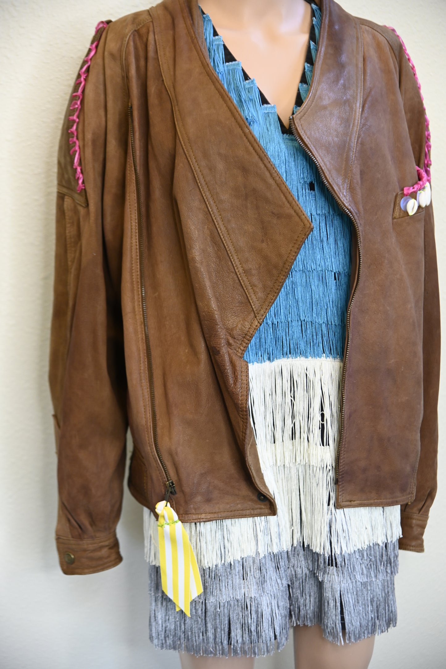 Seashell Leather Moto Jacket