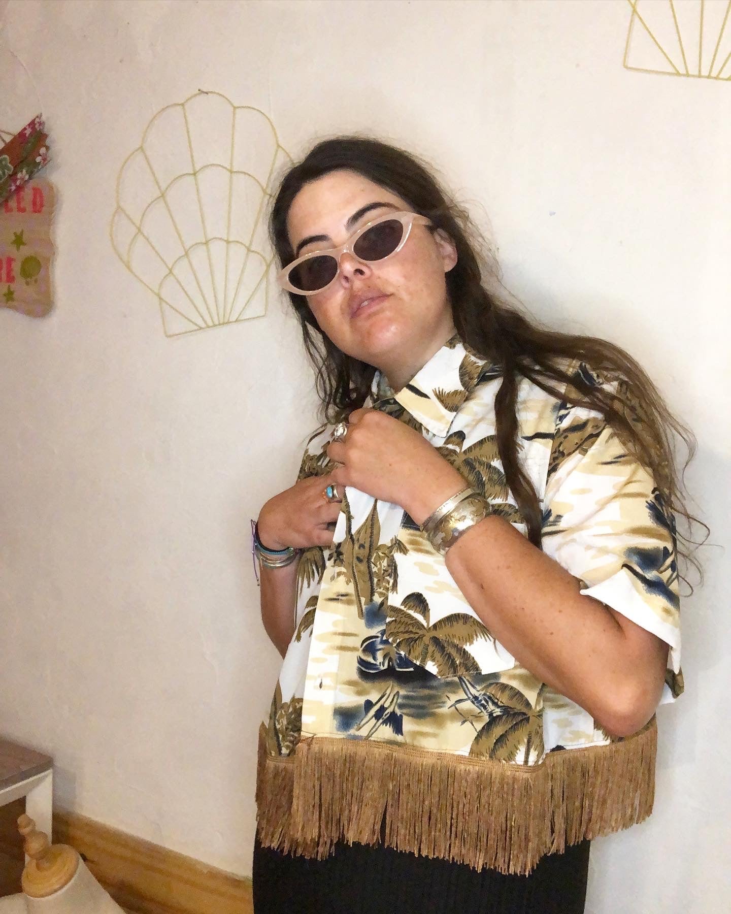 Fringed Hawaiian Shirt - Gold