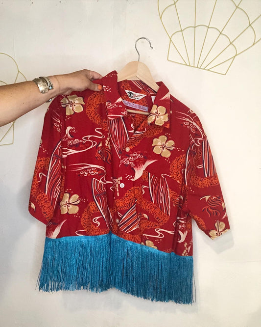 Fringed Hawaiian Shirt - Red