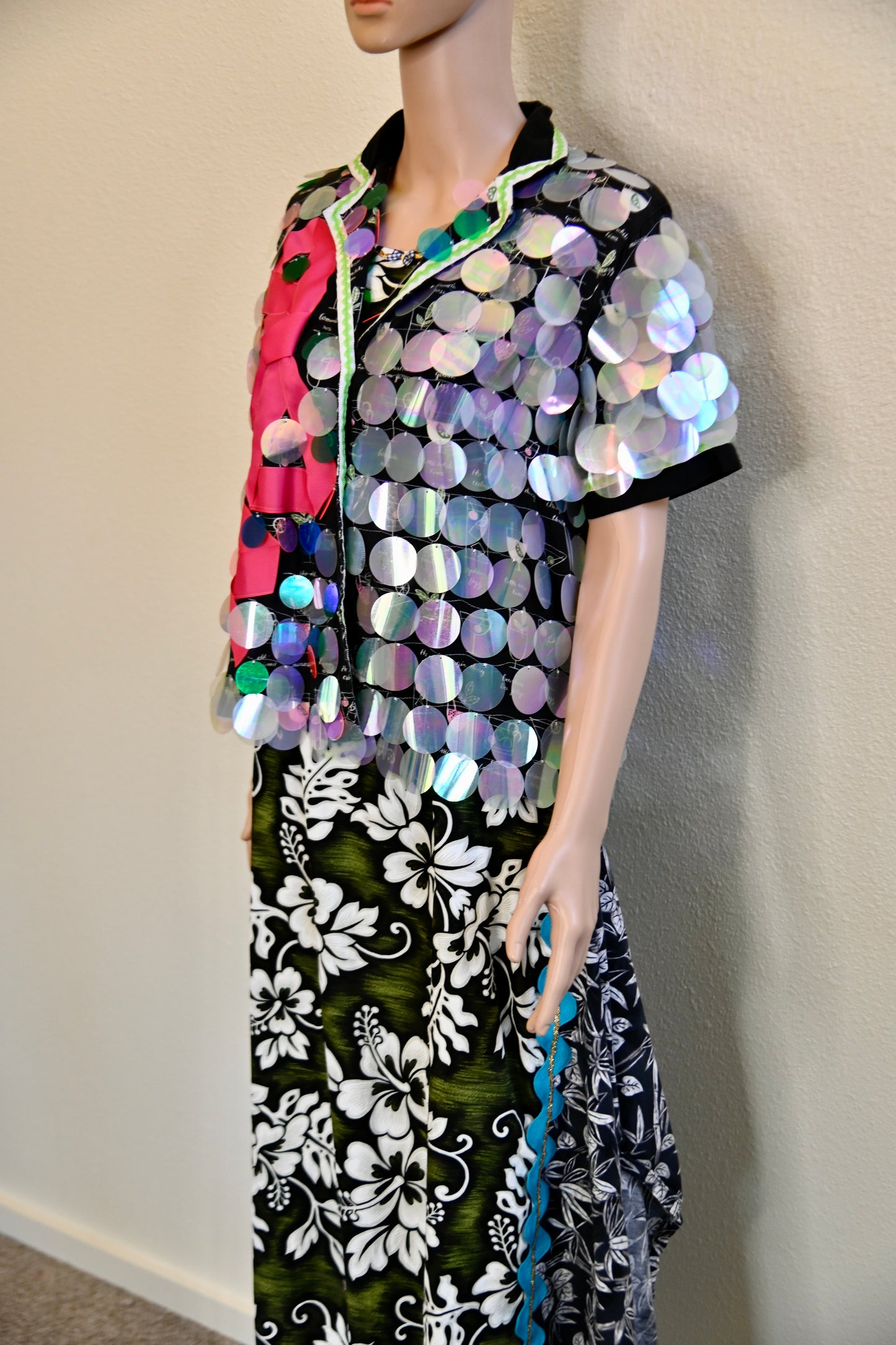 Sequin Bow Button Up