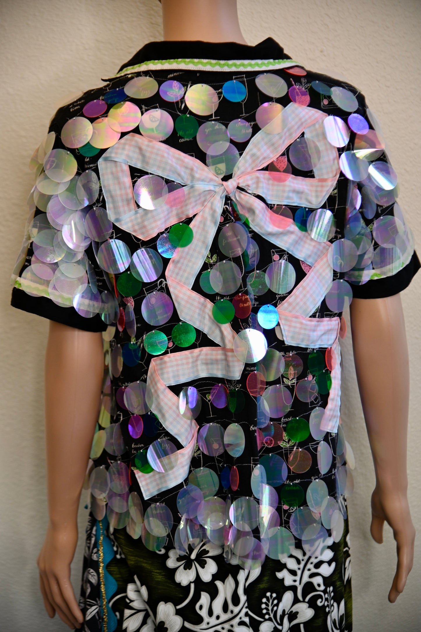 Sequin Bow Button Up
