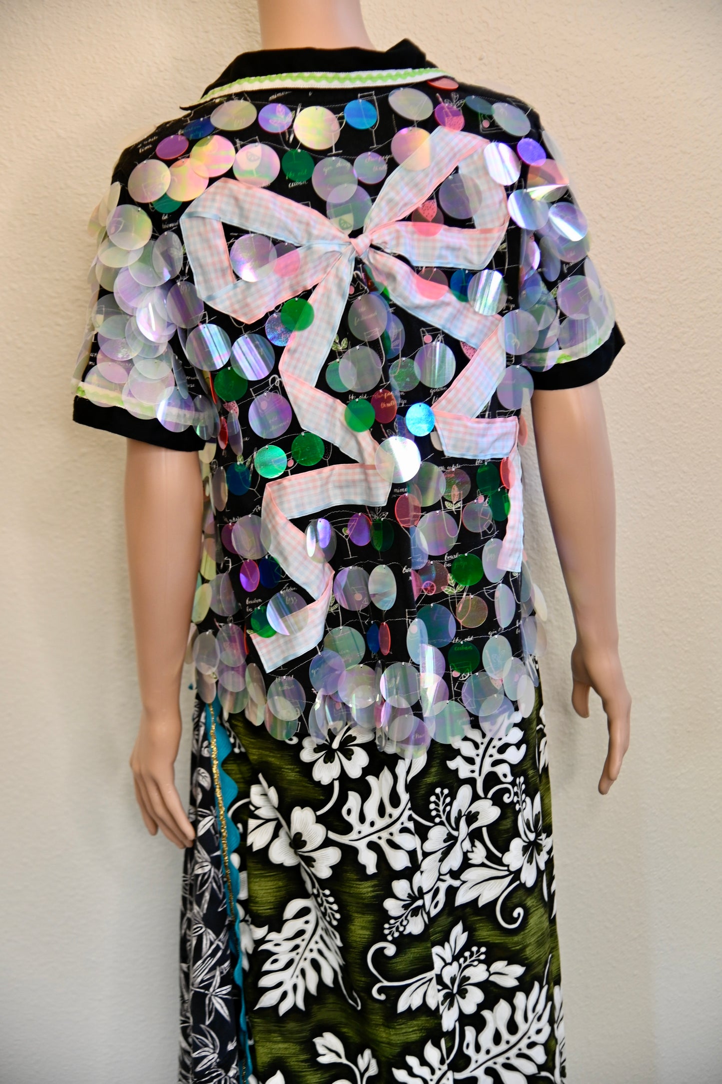 Sequin Bow Button Up