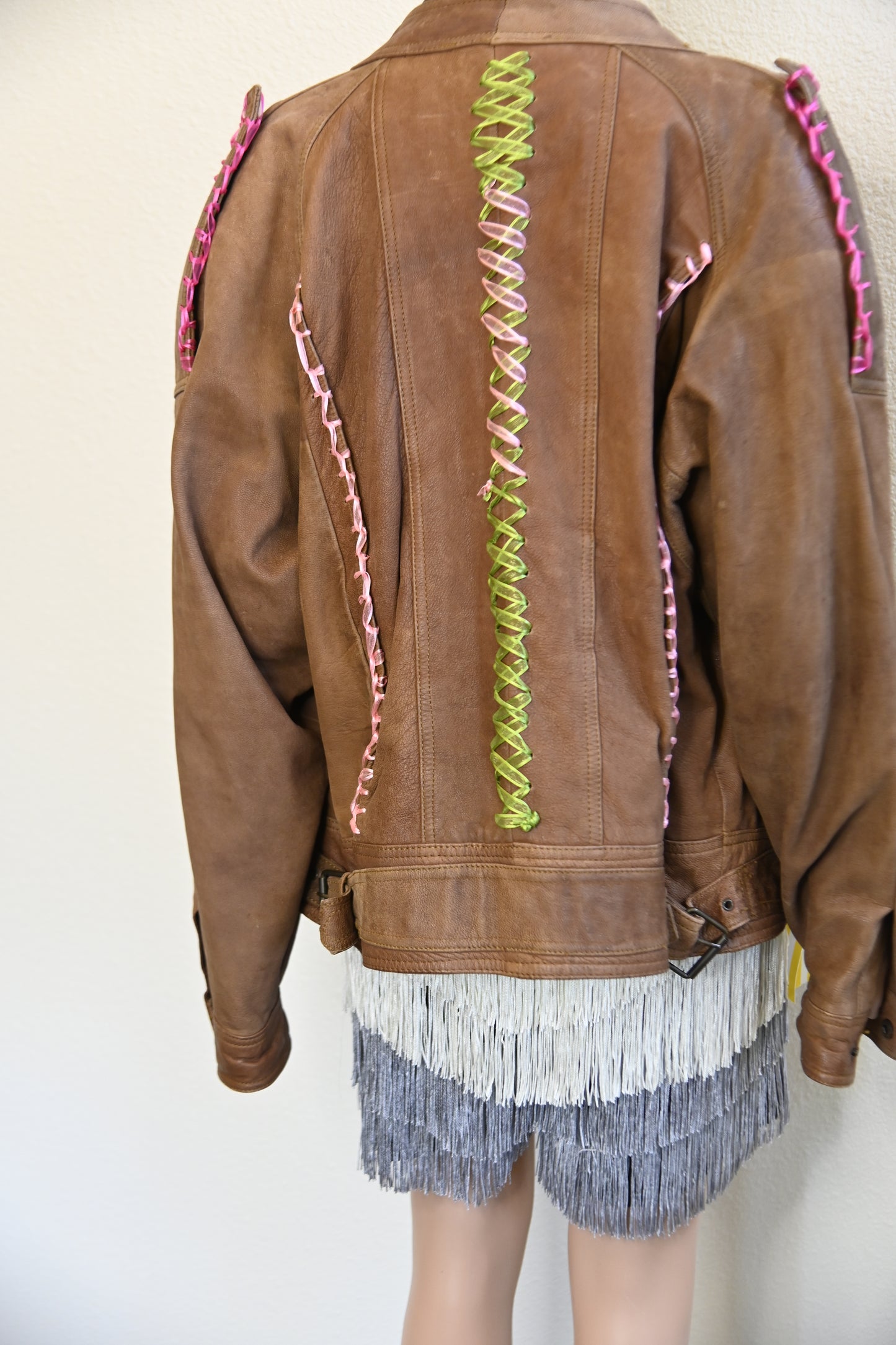 Seashell Leather Moto Jacket