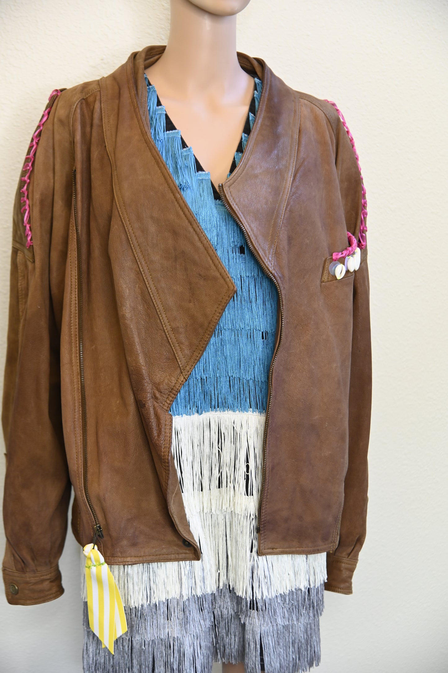 Seashell Leather Moto Jacket