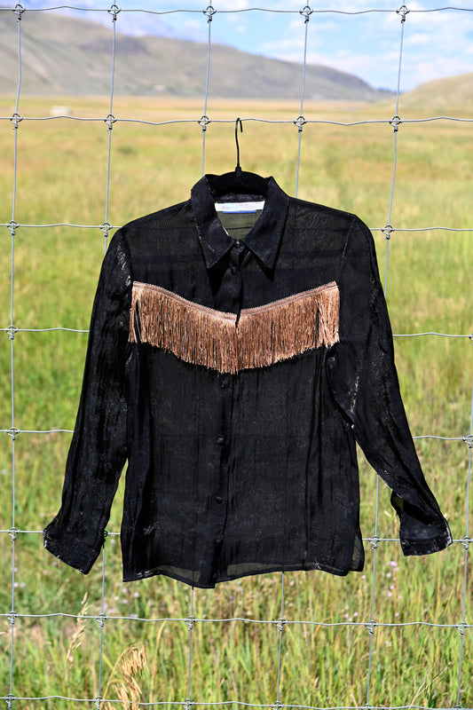 Fringe Blouse Black