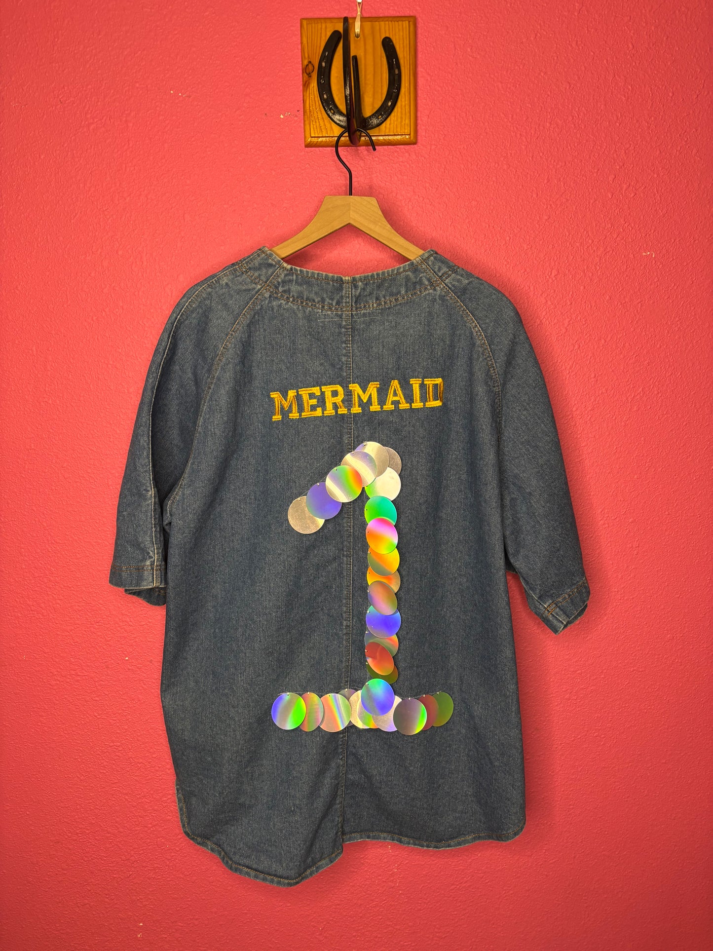 Fringe Denim Baseball Shirt