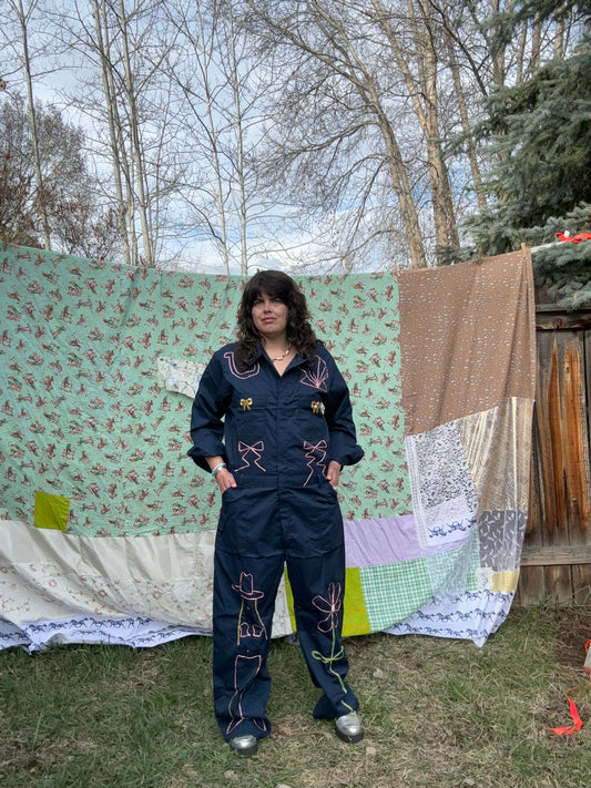 Bow Navy Jumpsuit