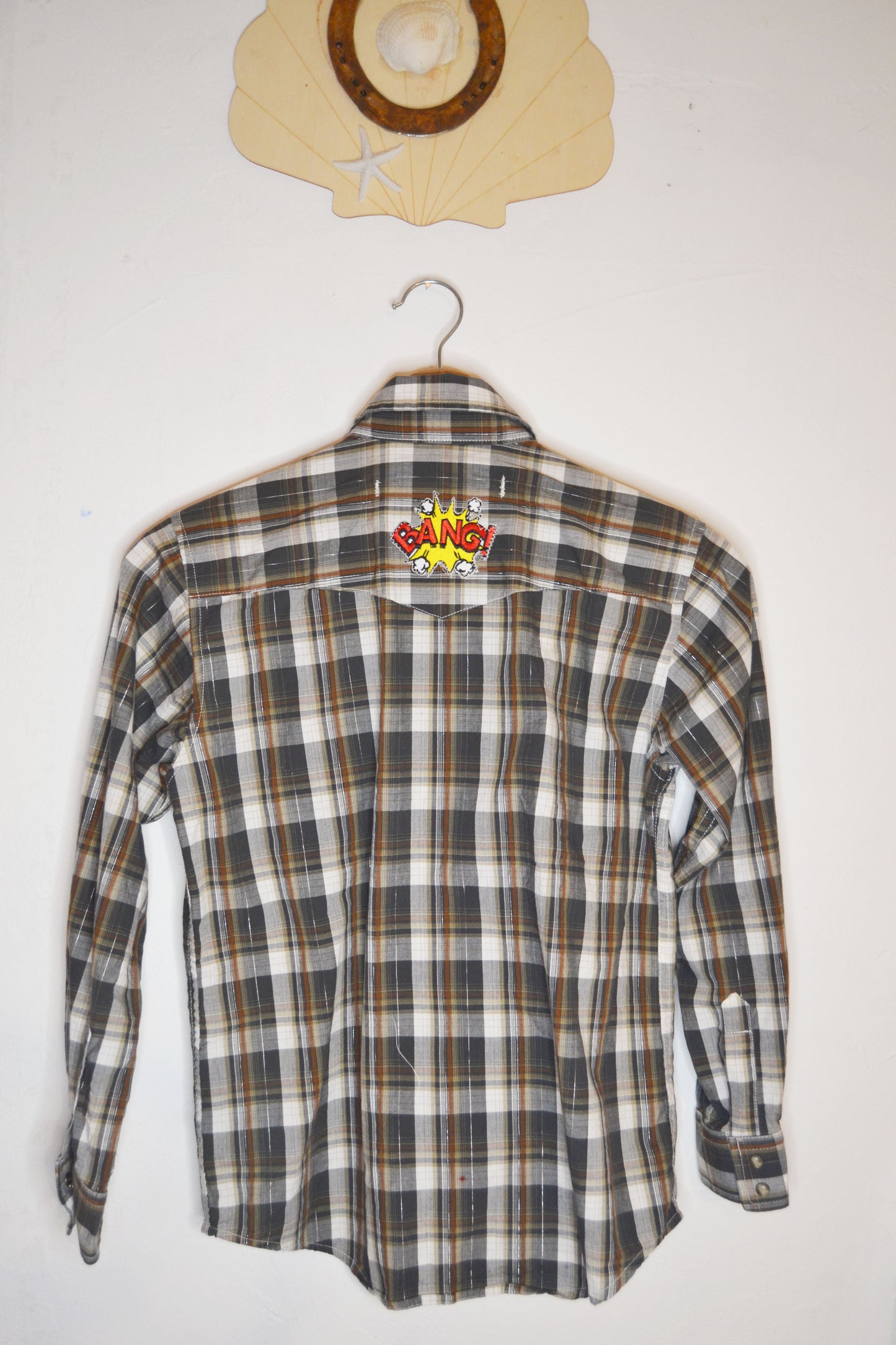 Patched Pearl Snap Plaid