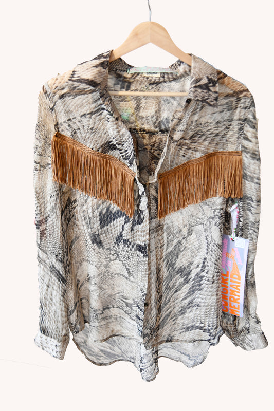 Snake Fringe Silk Shirt